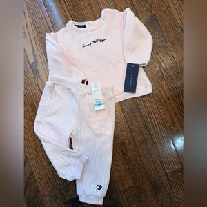 Pink Ribbed Baby Outfit Set 6–9M Cozy Lounge Pants Top Tommy Hilfiger NWT